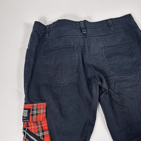 Tiger of London 40x33 Vintage Punk Rock Denim Jeans Black Red Plaid Pocket - Picture 6 of 7